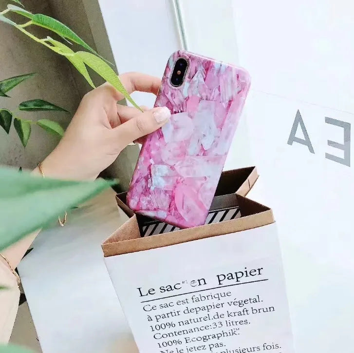Colourful stone pattern design on a soft back cover for an iPhone