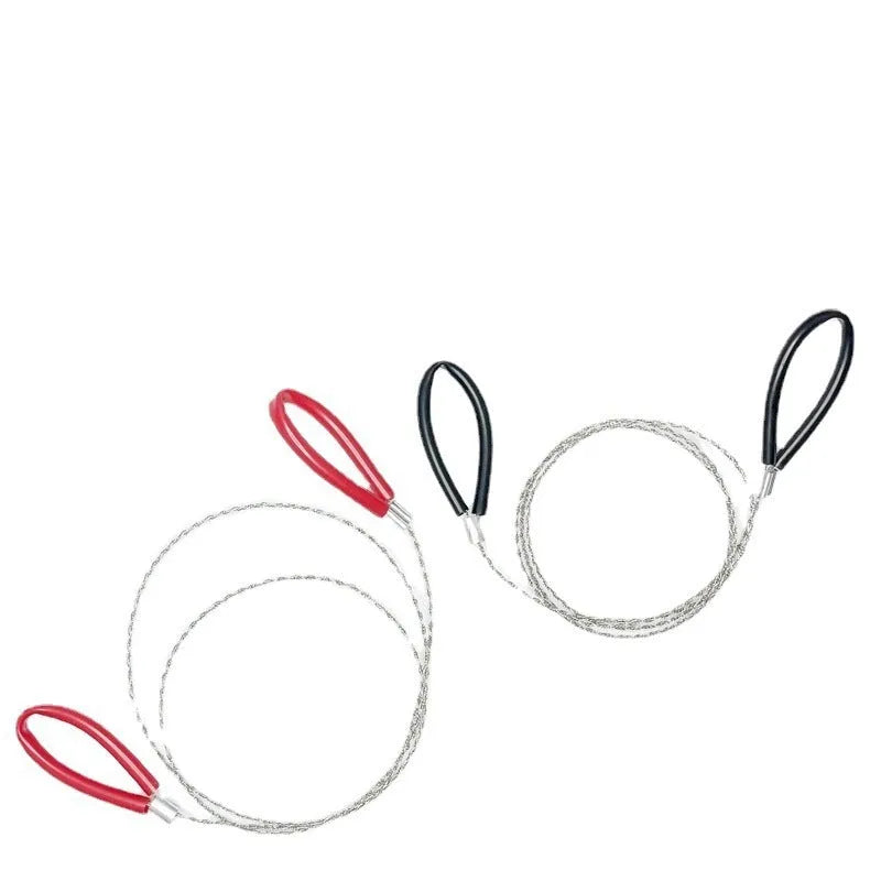 Outdoor survival steel wire saw with hand leather case, 68cm length, 7.7g weight, black and red colour options