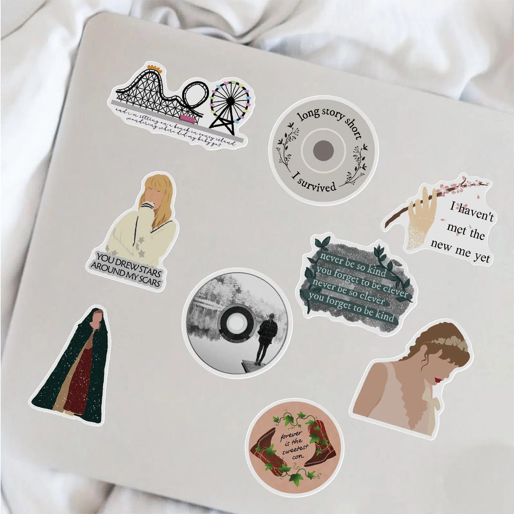 50 waterproof stickers with graffiti and cartoon designs from Mildew album series, 4-6cm size