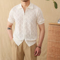 Cotton zipper front cardigan with lapel collar in light coffee colour, short sleeves, casual wear