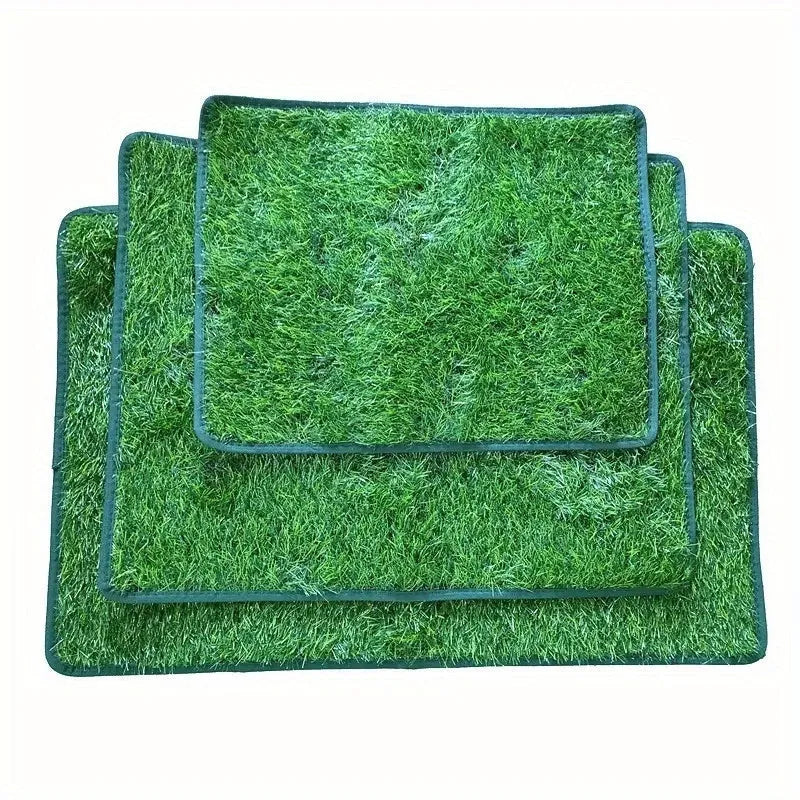 Artificial grass dog toilet training mat on floor in small, medium, and large sizes