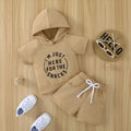 Children's cotton shirt and shorts set with letter print, short sleeves, black or khaki, sizes 70cm to 110cm