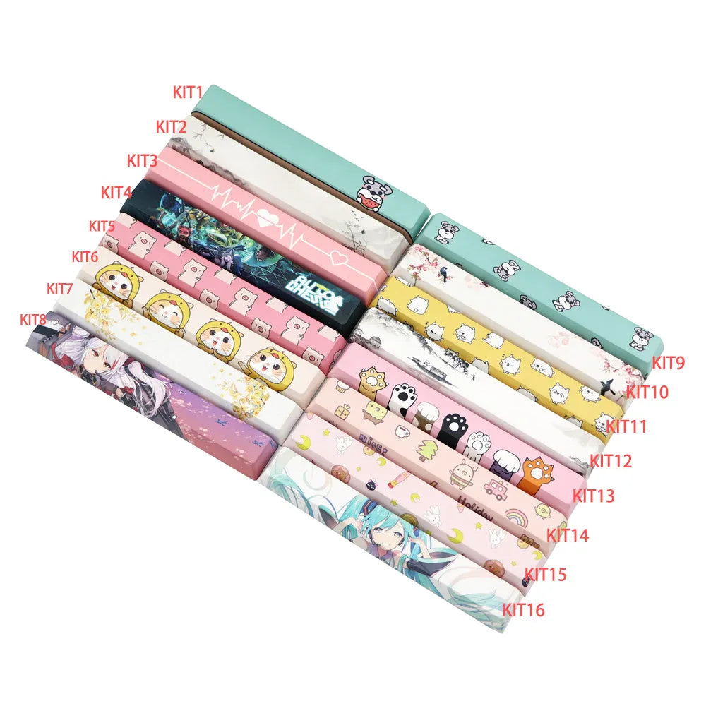 6.25U space PBT five-sided sublimation mechanical keycap, original height, colour KIT 1 to KIT 16