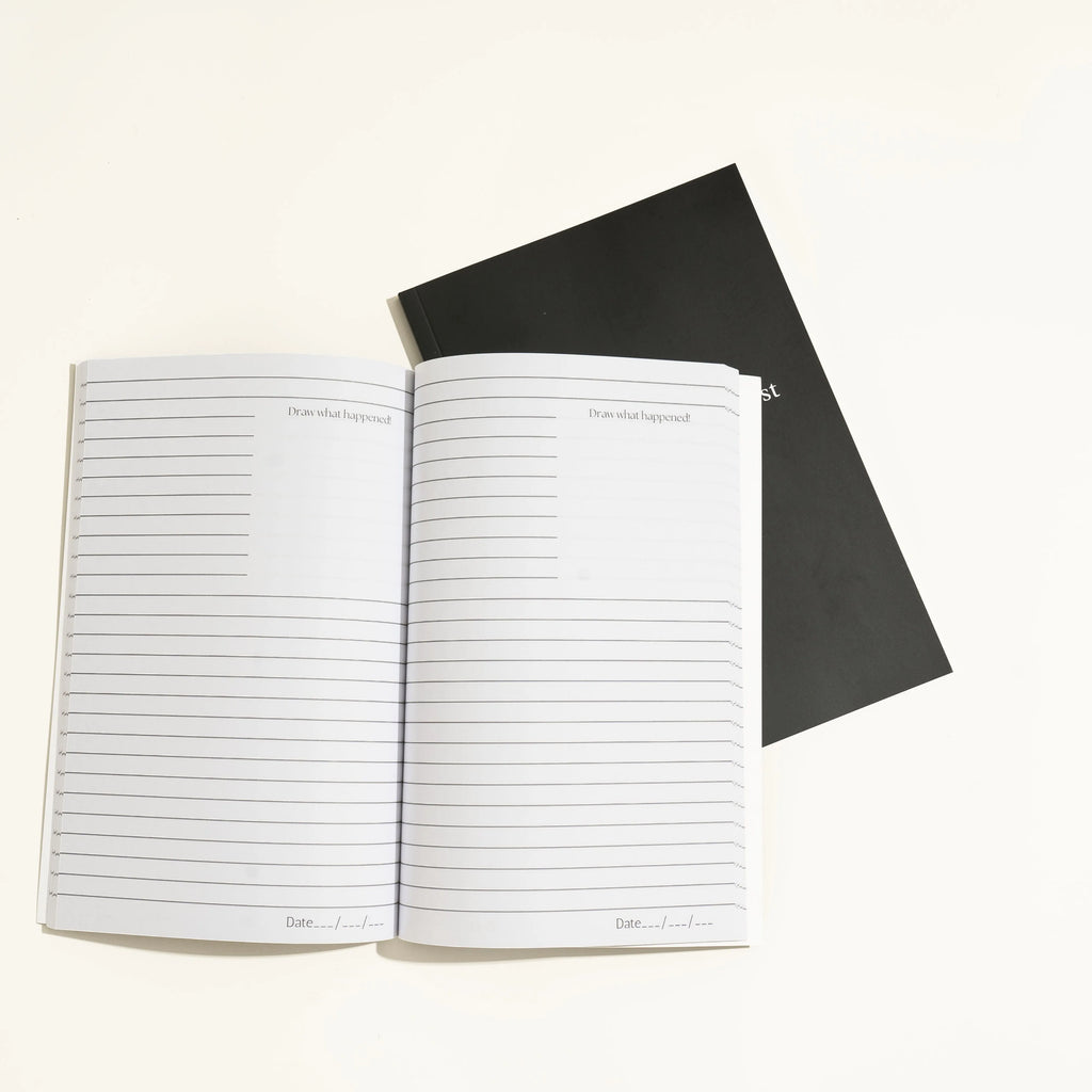 Black A5 hardcover dream journal with 192 unlined pages and a ribbon marker