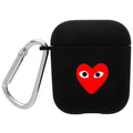 Wireless headset cover for Apple AirPods in black and pink colours with various style designs
