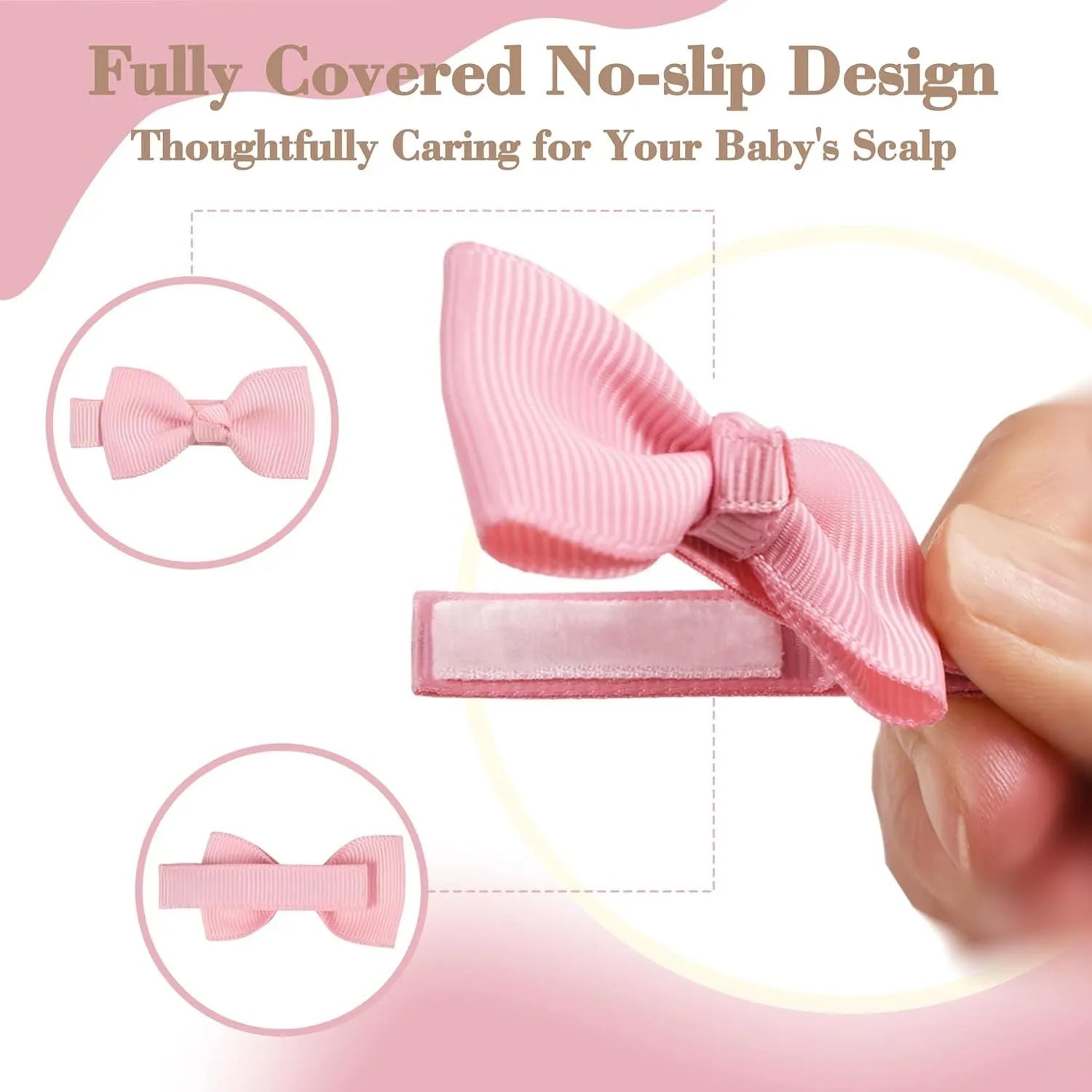 Assortment of pastel-coloured fully lined hair clips and bows for babies and toddlers.