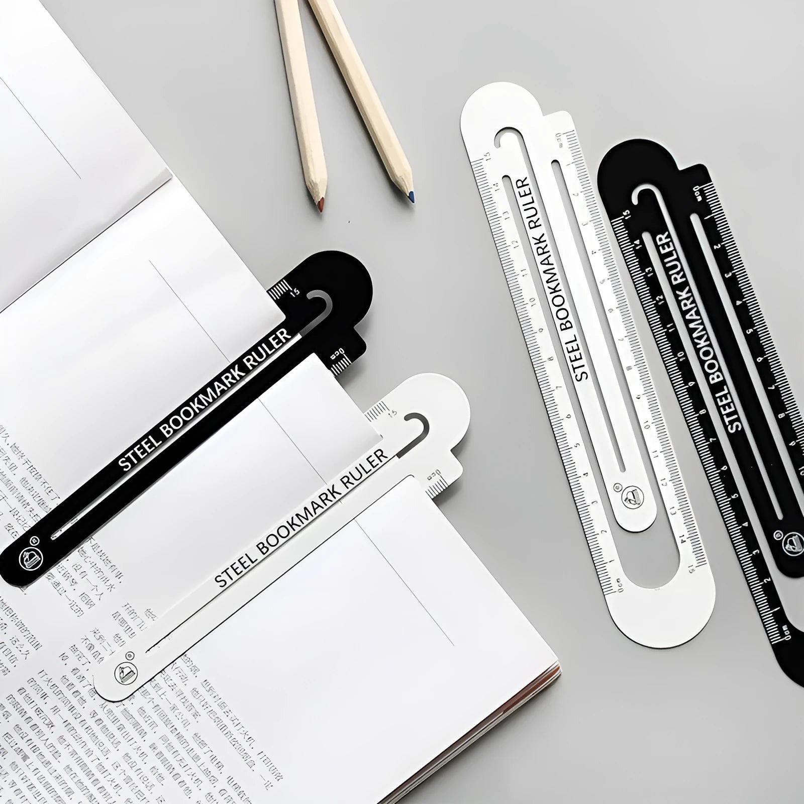 Black and white two-sided 12 cm manganese steel ruler for precise measuring