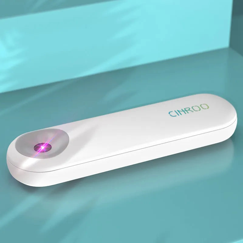 White portable UV steriliser showing dimensions and 60-degree light angle for surface disinfection