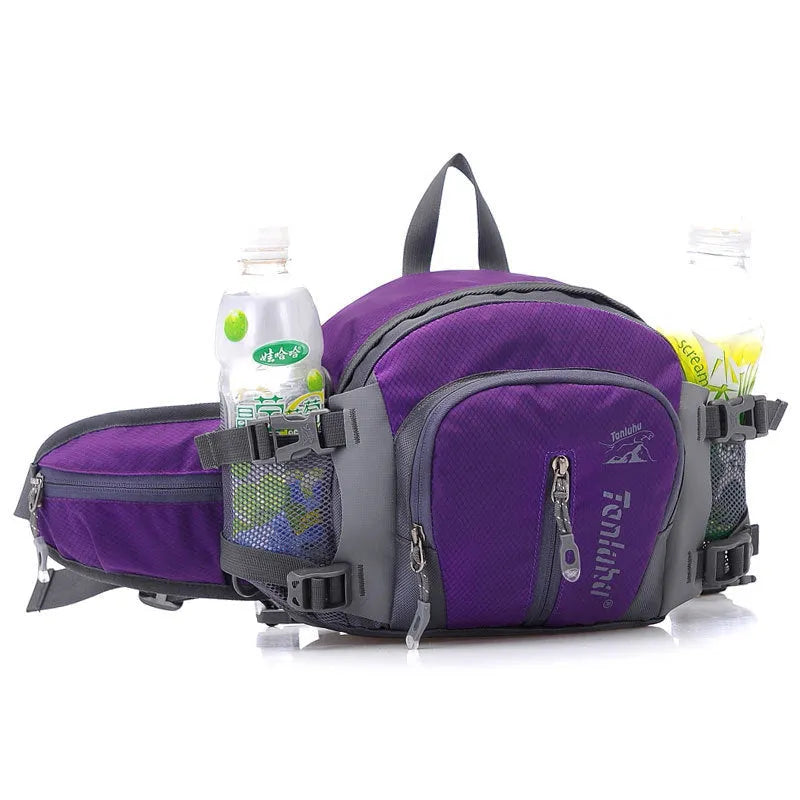 Multi function outdoor backpack, 5L nylon waist and shoulder bag, 28x8x17cm, in Black Green Orange Purple Red Rose Red Sky Blue