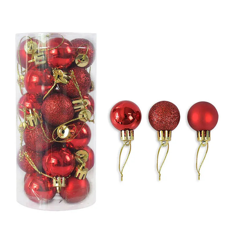 Barrelled Christmas ball decoration with 3cm diameter in gold, red, silver, and other colours, electroplated finish