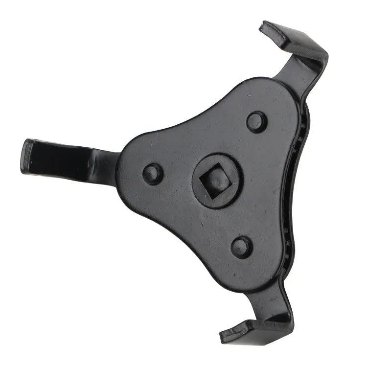 Flat three-jaw filter wrench with telescopic jaws 53mm to 108mm, matte finish, for 1/2DR or 13/16 knob