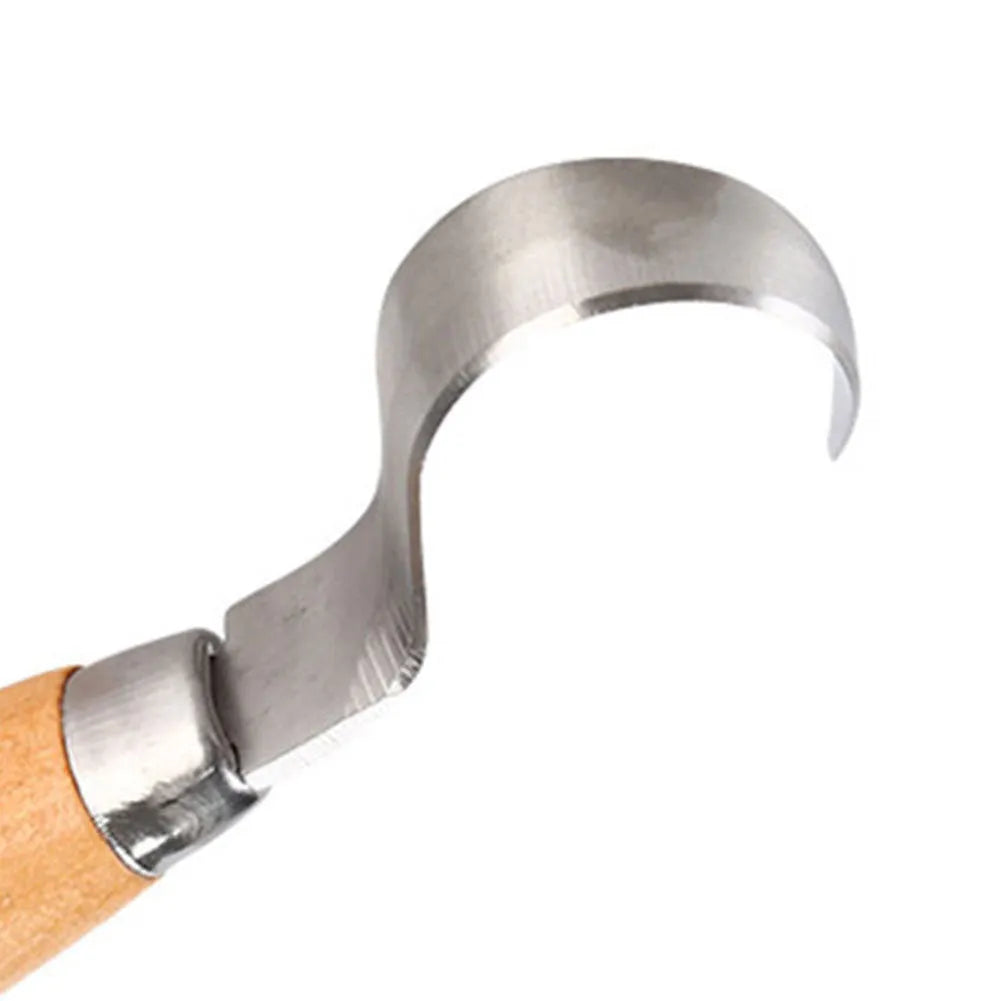 Curve carving knife with wood handle and stainless steel blade for hardwood carving