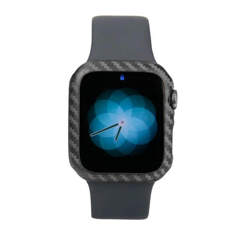 Apple Watch 4 half wrap leather case with carbon fibre accents in 44mm ultra-thin design