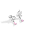 Butterfly design silver stud earrings with crystal accents on 925 silver backing for women