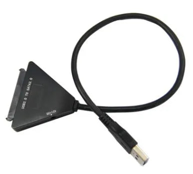 Black USB 3.0 to SATA 7+15 pin adapter cable with separate power supply line for hard drives