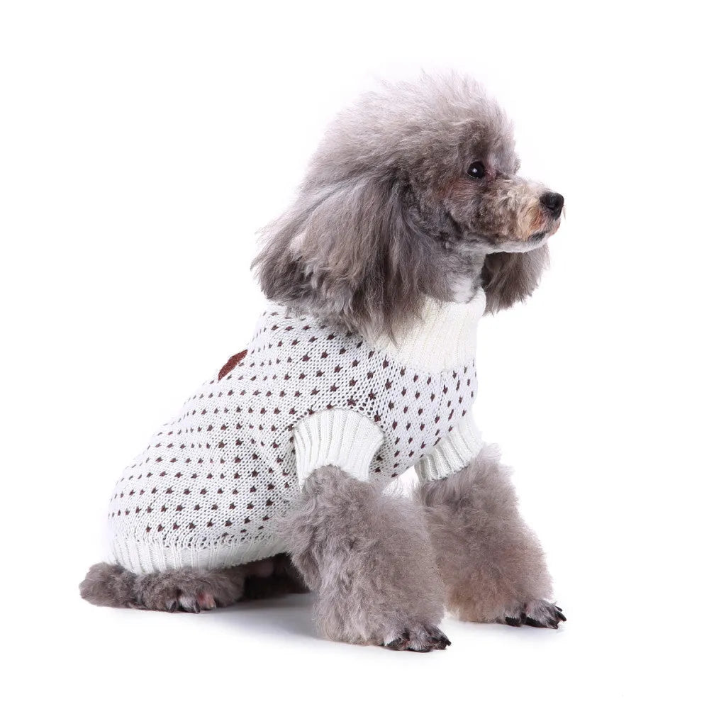 Christmas snowflake dog sweater in polyester, sizes S to 2XL, festive pet jumper