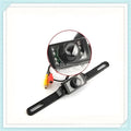 Black car reversing camera with bracket, infrared night vision, 120° view, IP67/68 waterproof, 12V, 1m power cord and 6m video cable