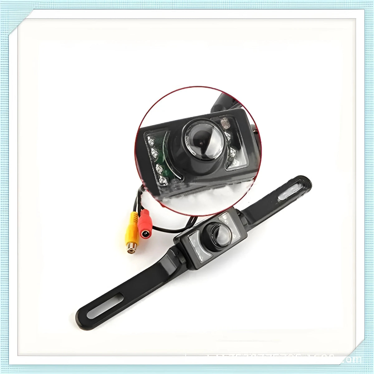 Black car reversing camera with bracket, infrared night vision, 120° view, IP67/68 waterproof, 12V, 1m power cord and 6m video cable