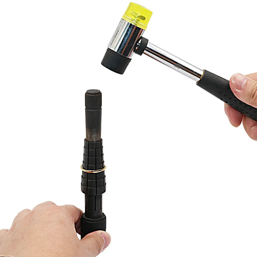 Professional plastic ring expansion tool for jewellery size adjustment with silver or black finish