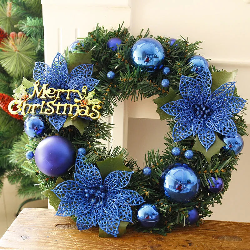 30cm multicolour plastic Christmas wreath for door and garden decoration in six colour options