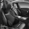 Memory foam car lumbar support pillow and headrest set with knitted fabric cover in assorted colours.