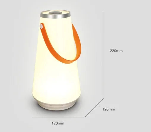 White rechargeable LED bedside table lamp with a compact ABS plastic body and soft warm white glow.
