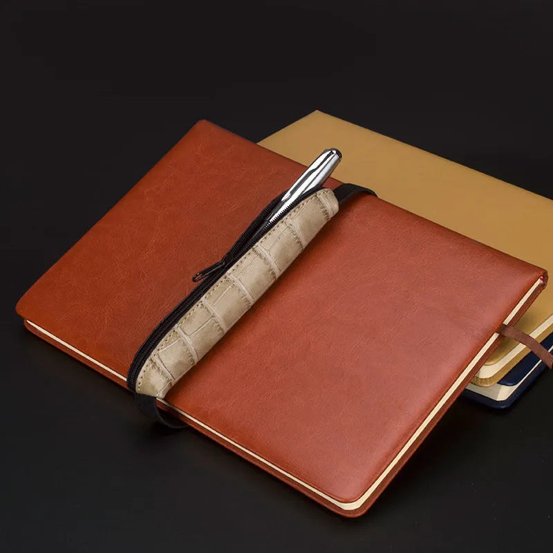 PU leather office pencil case measuring 16.5cm long in beige grey, black, and crocodile pattern colours