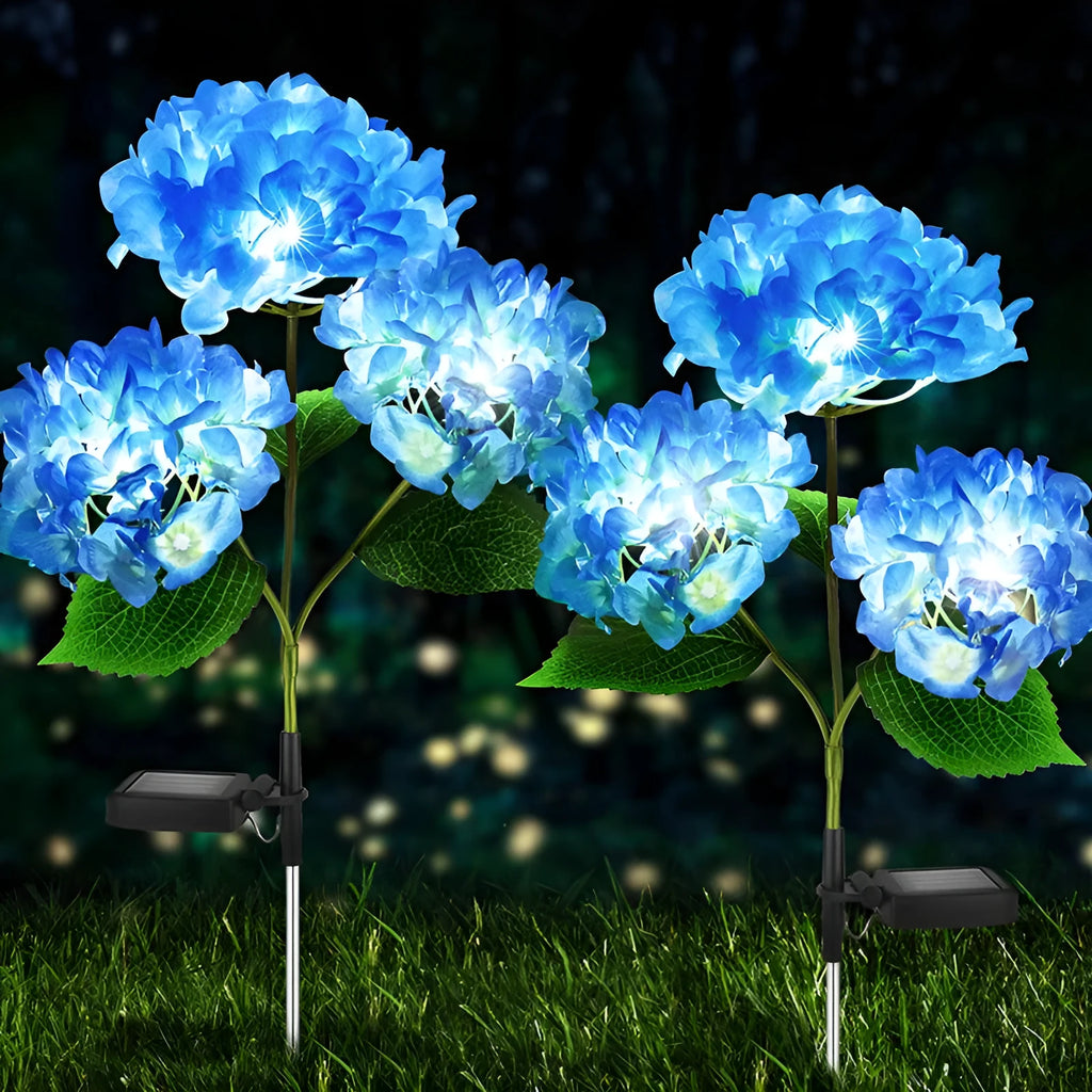 Solar hydrangea garden decorative light in rubber construction with plants modelling design