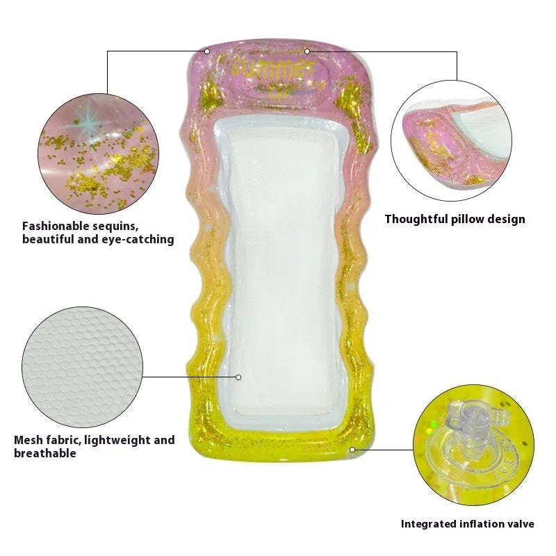 180cm long PVC inflatable floating row with gradient colours in pool setting