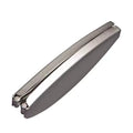 Folding pocket presbyopic glasses in retro style with ring elements, shown both open and folded to 12cm length