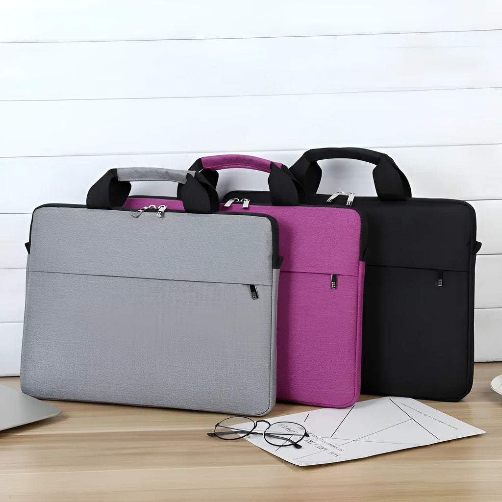 Ultra-thin Oxford cloth laptop shoulder bag for 13-inch notebook with zipper, liner, and zip pocket.