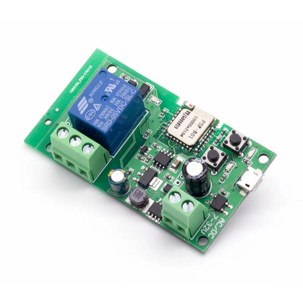 1 way relay module with self-locking interlock remote control showing USB port and compact design
