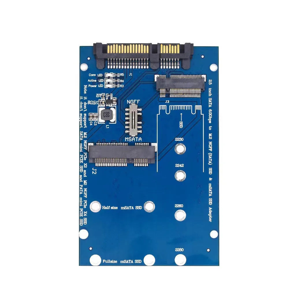 SATA3 to M.2 NGFF mSATA SSD conversion adapter board measuring 50mm x 30mm in black or blue colour