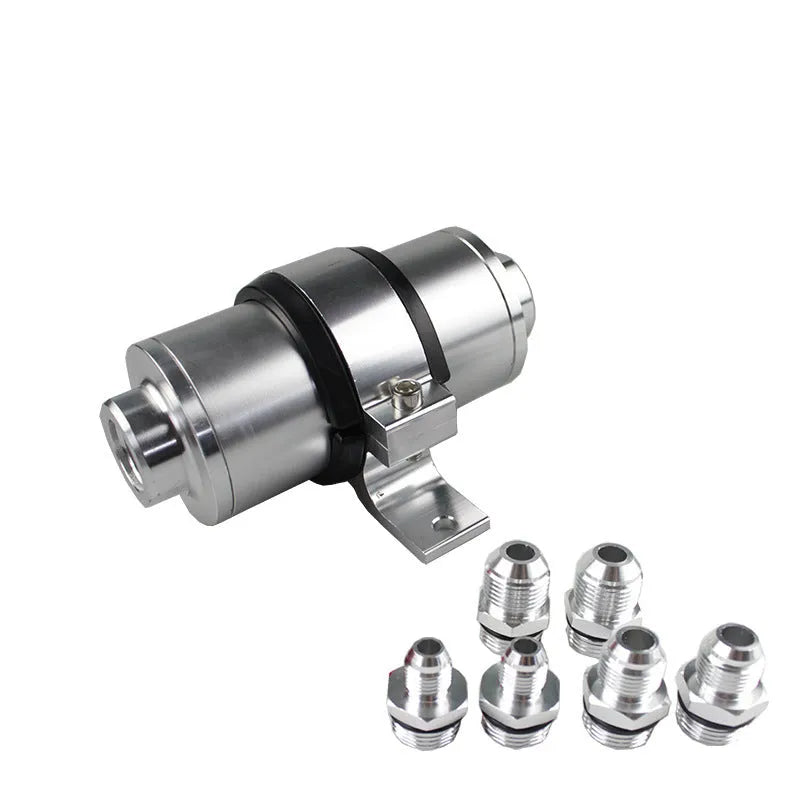 Aluminium universal petrol fuel filter bracket with magnet in choice of six colours.