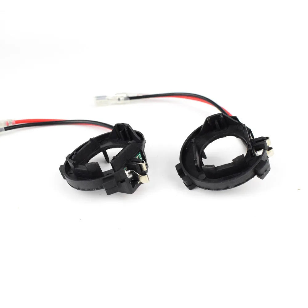 Black H7 LED headlight adapter bracket with copper wiring for Volkswagen Golf 5 and Jetta models