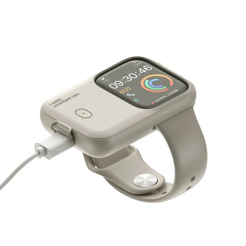 Apple Watch charging case with 1200mAh battery, silicone case, and Type-C cable for portable wireless charging