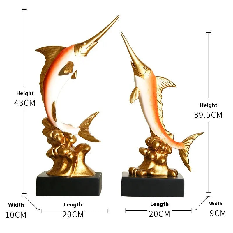 European swordfish resin decoration in hand-painted colour with detailed fish design