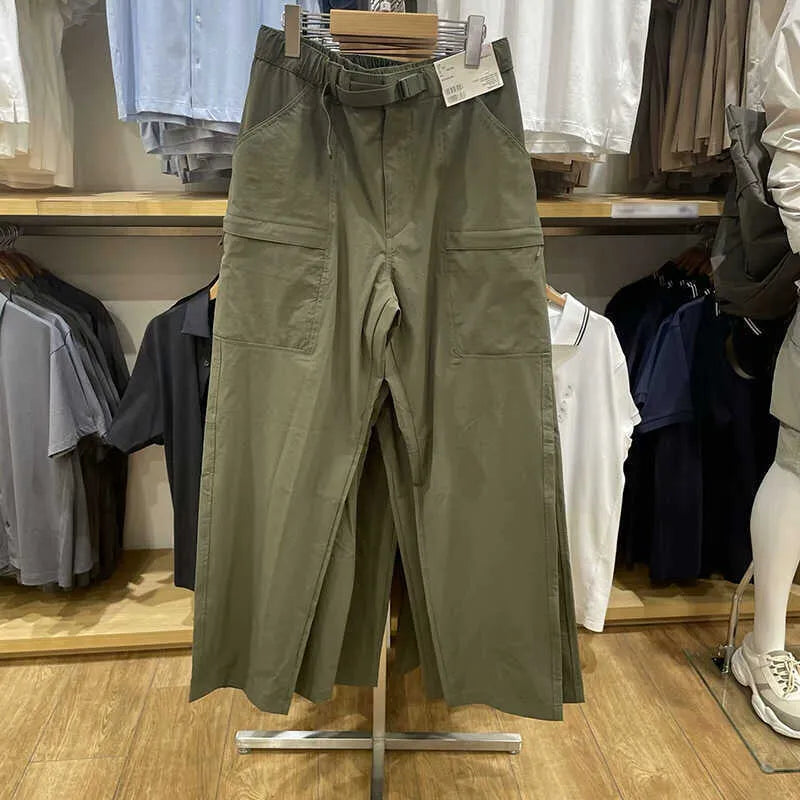 Men's beige straight-leg casual overalls made from bamboo fibre fabric with micro elasticity
