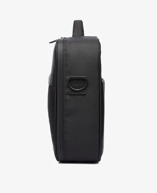 Black Oxford fabric men's messenger shoulder bag shown from the front.