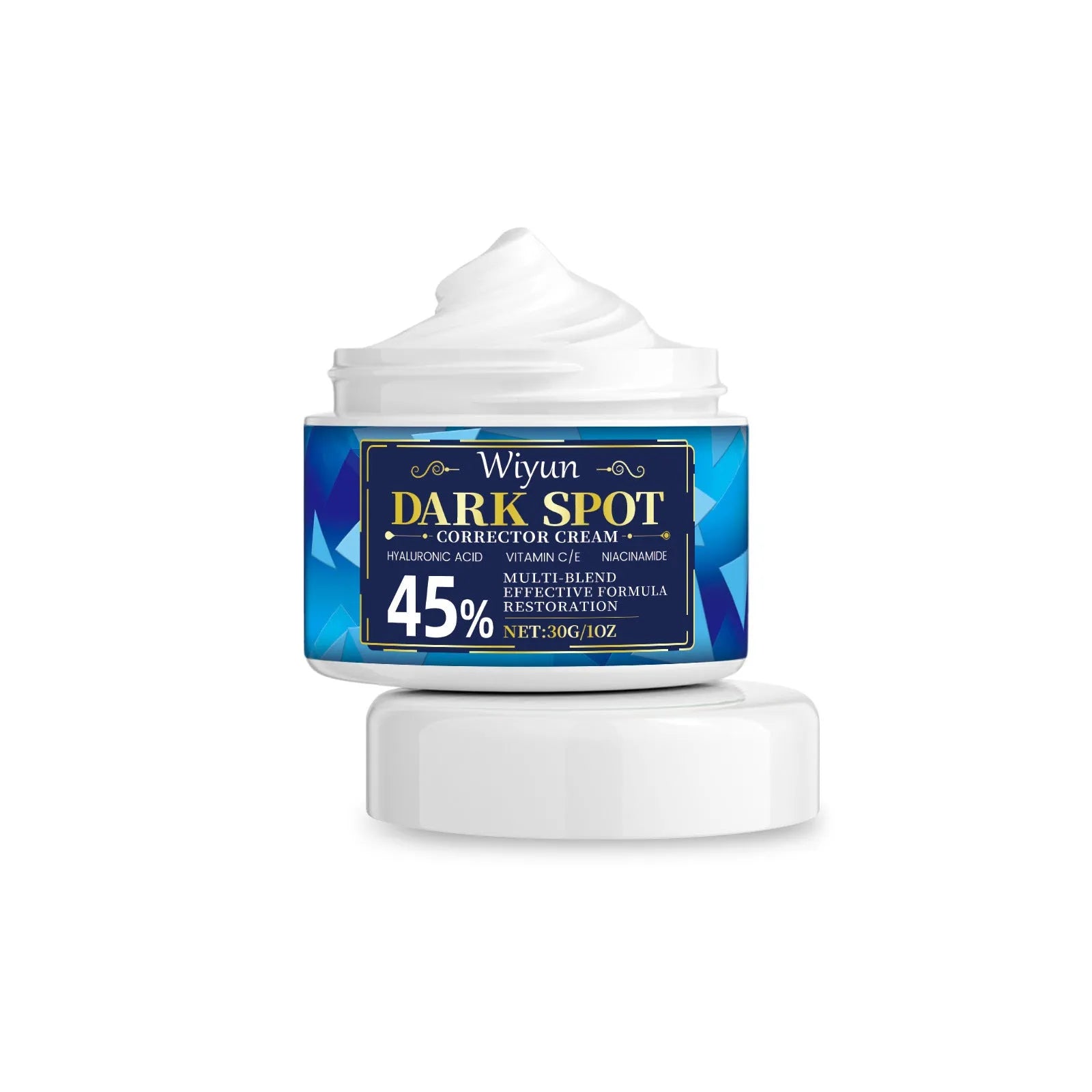 30g jar of dark spot corrector cream with hyaluronic acid and vitamin C.