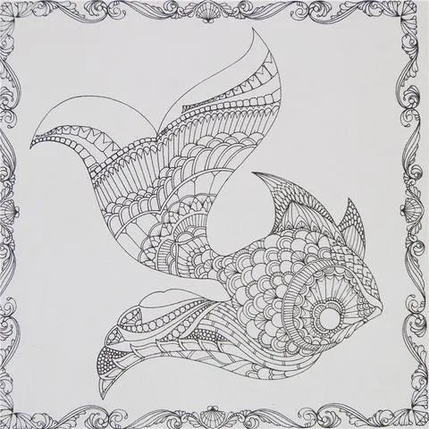 Lost Ocean colouring book with 24 marine illustrations, spiral bound, 25 cm by 25 cm, with 12 coloured pencils