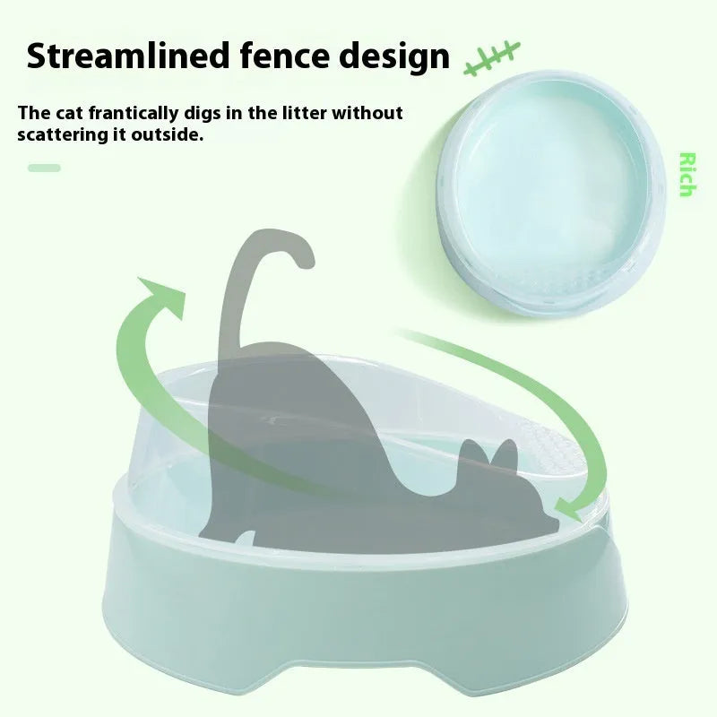 Round deodorant cat litter box in mint green colour with PP plastic construction