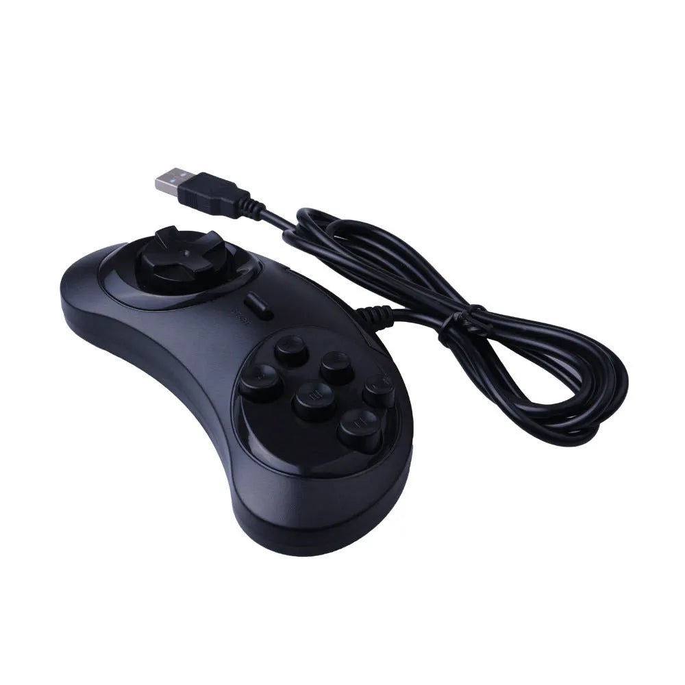 Black Sega USB PC game controller with 1.8-metre cable showing 15.5cm width