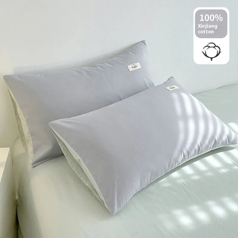 Light grey cotton pillowcase pair, 48cm x 74cm, 100% Xinjiang cotton twill weave, modern simplicity style
