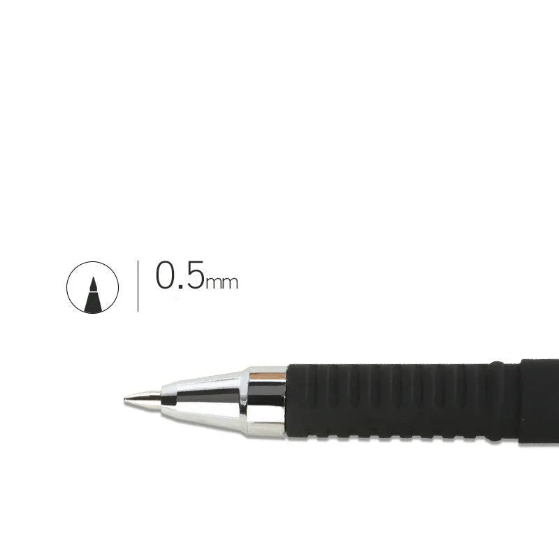 8 carbon black gel pens with quick-drying ink and anti-fatigue design in plastic construction