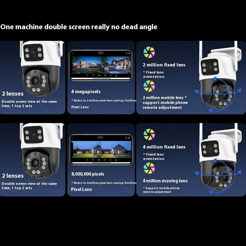 Outdoor home security camera system with wireless dual-screen monitor for remote property surveillance