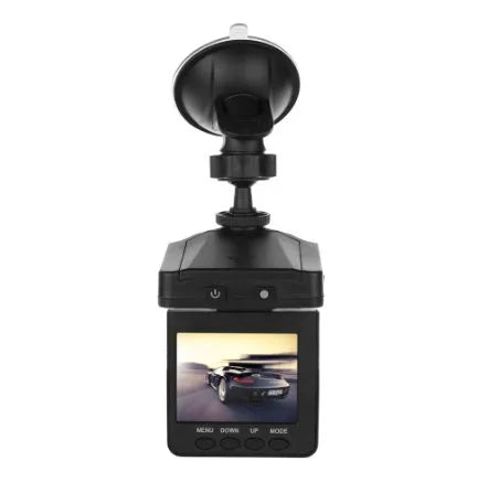 H198 HD six-light infrared night vision car DVR with 2.4-inch screen showing parking monitor display