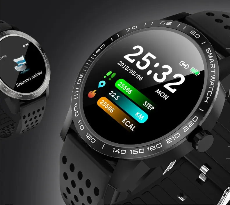 Smart bracelet with colour screen displaying heart rate metrics, shown in black and blue colour options