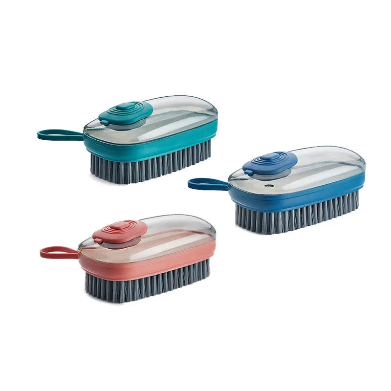 Blue automatic liquid cleaning brush with ergonomic grip measuring 12.5cm for shoe and laundry cleaning