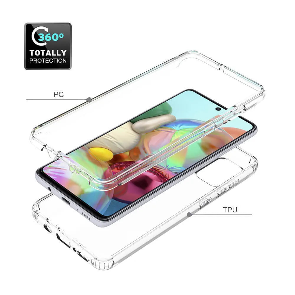 Transparent anti-drop phone case for Samsung Galaxy models showing clear back and side protection